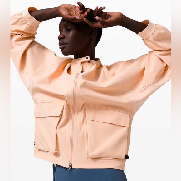 Lululemon The Lab Peach Satin Kosaten Full Zip Up Windbreaker Jacket - Picture 1 of 11